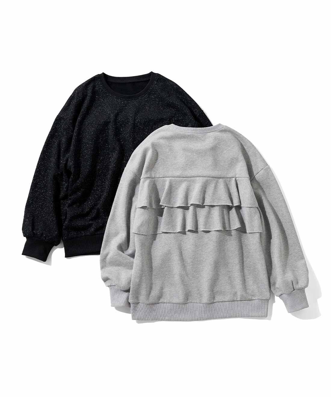 realstock [リアルストック]（Express BOX）|【3～10日でお届け】リブ イン コンフォート バックスタイルに技あり！ 華やかなラメトレーナー〈グレー〉|BACK　※お届けするカラーは〈グレー〉です。