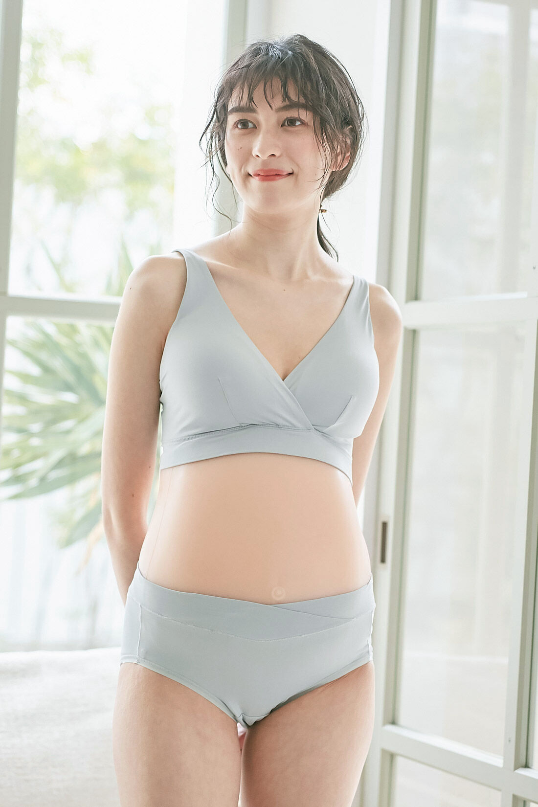 Real Stock|【3～10日でお届け】［Mama select］産前・産後使える　接触冷感授乳ブラジャー〈ミントグリーン〉