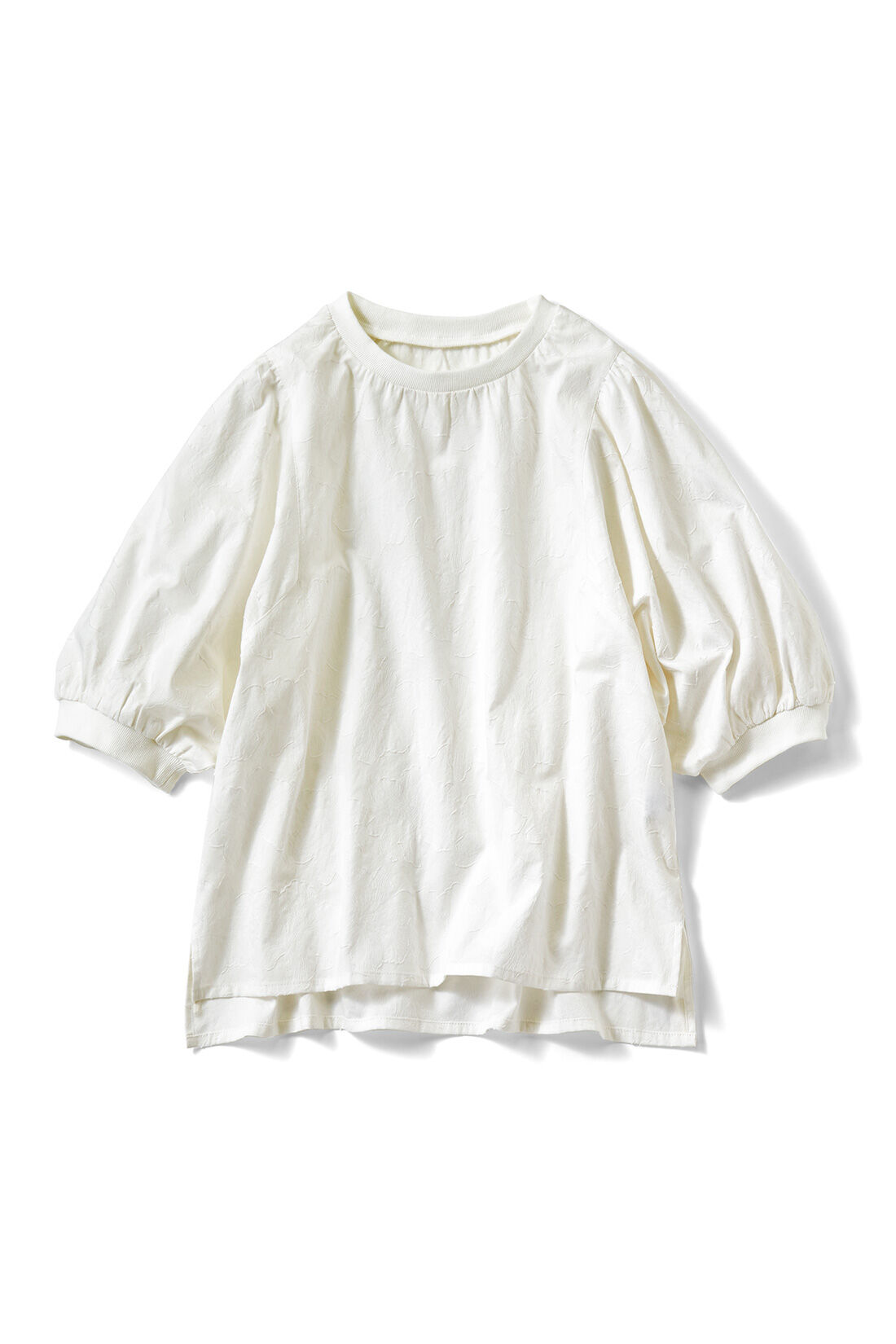 Real Stock|リブ イン コンフォート Tシャツ感覚で着られて上品見え 華やかコットンカットドビープルオーバー〈ホワイト〉|ホワイト