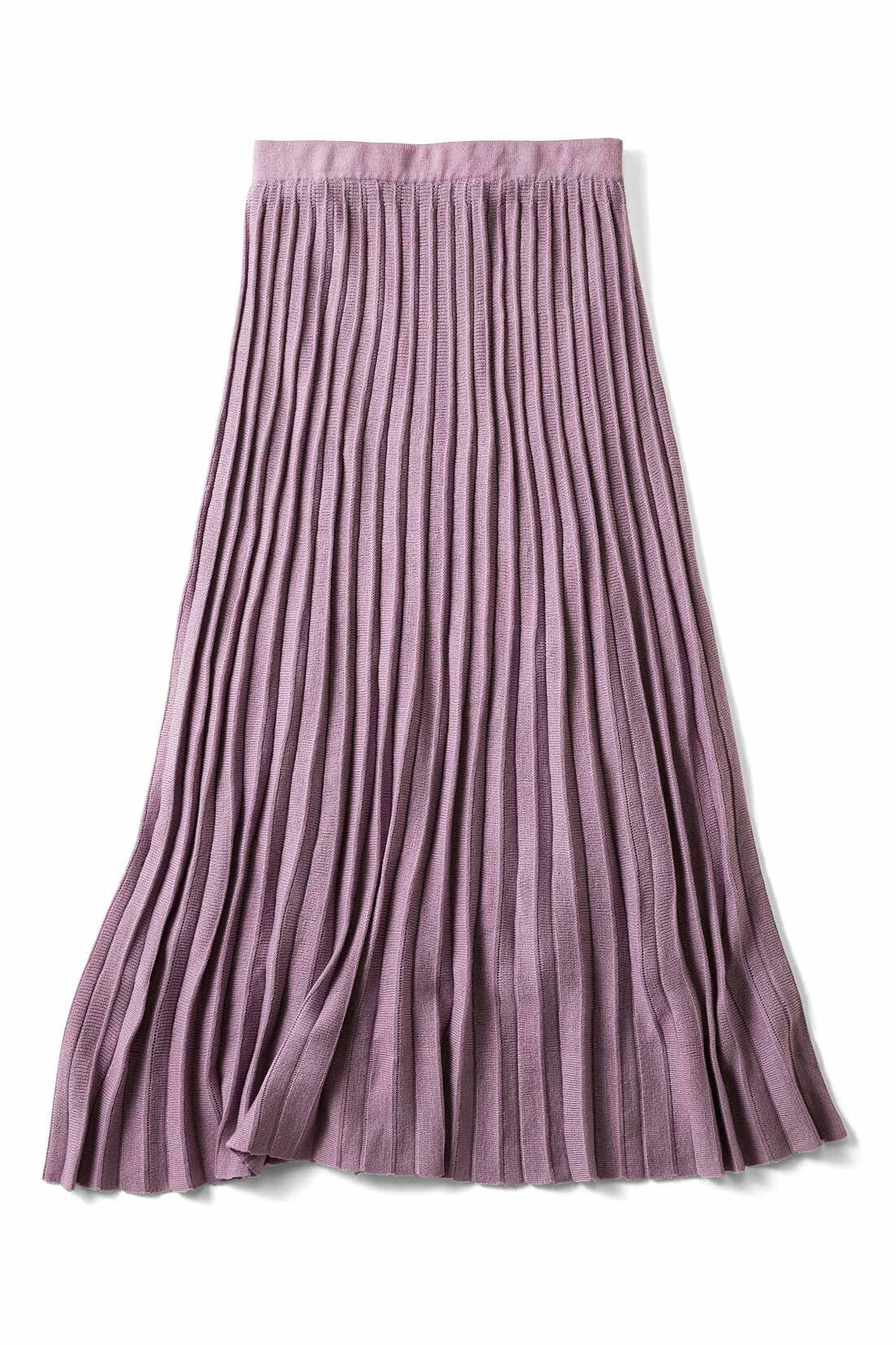 Real Stock|きらら舎コラボ！ ウニの殻みたいなニットプリーツスカート〈紫〉|ウニ殻っぽいカラーをチョイス！