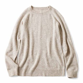 Real Stock | ふんわりやさしいヤク混素材のウォッシャブルニットトップス〈ベージュ〉