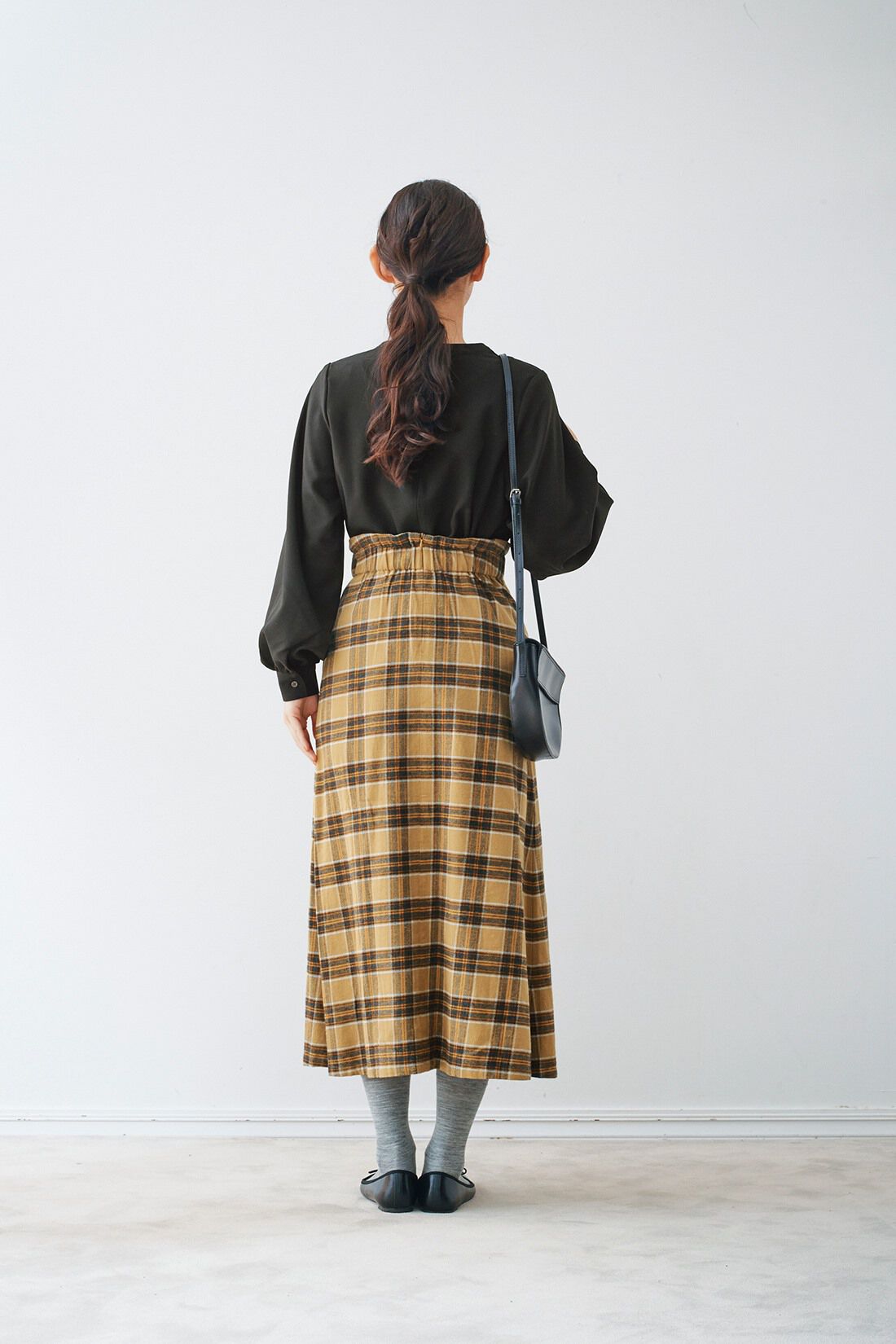 realstock [リアルストック]（Express BOX）|and myera チェックのラップ風スカート〈黄〉