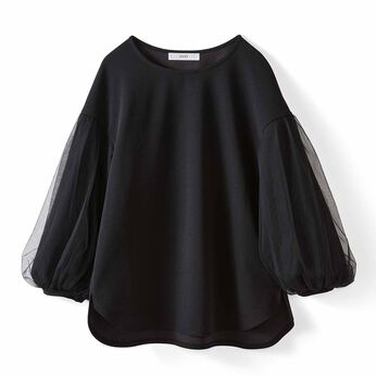 Real Stock | チュール袖カットソー〈ブラック〉ＩＥ