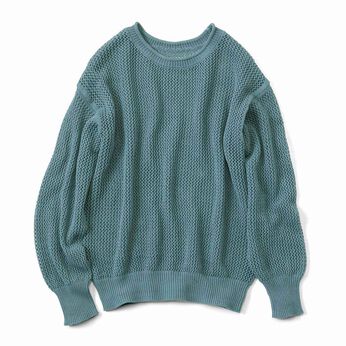 Real Stock | 綿１００透かし編みニット〈ＢＬ〉リブイン