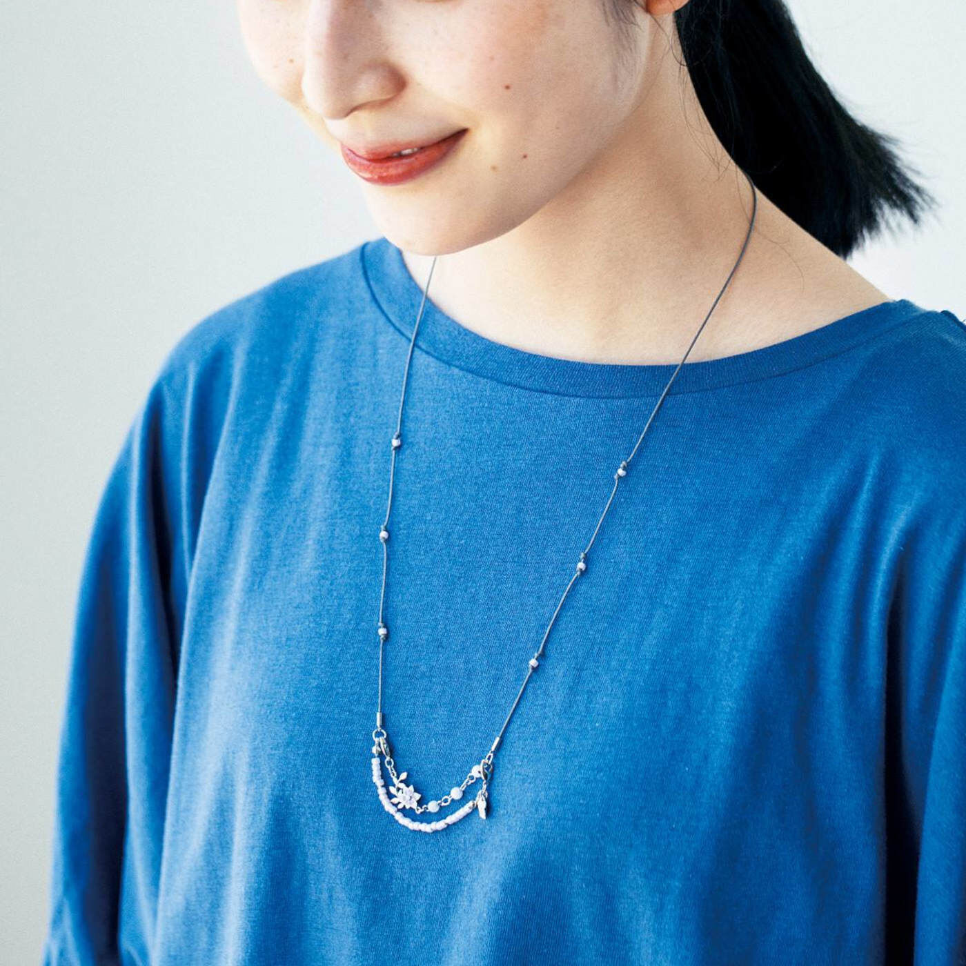 Real Stock|ａｍ＆ｂｅ　花言葉をたずさえる　天然石とコットンひもの3-WAYアクセサリー|ネックレス