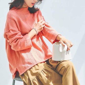 ハンサムな印象の大人のピンクニットＩＥ