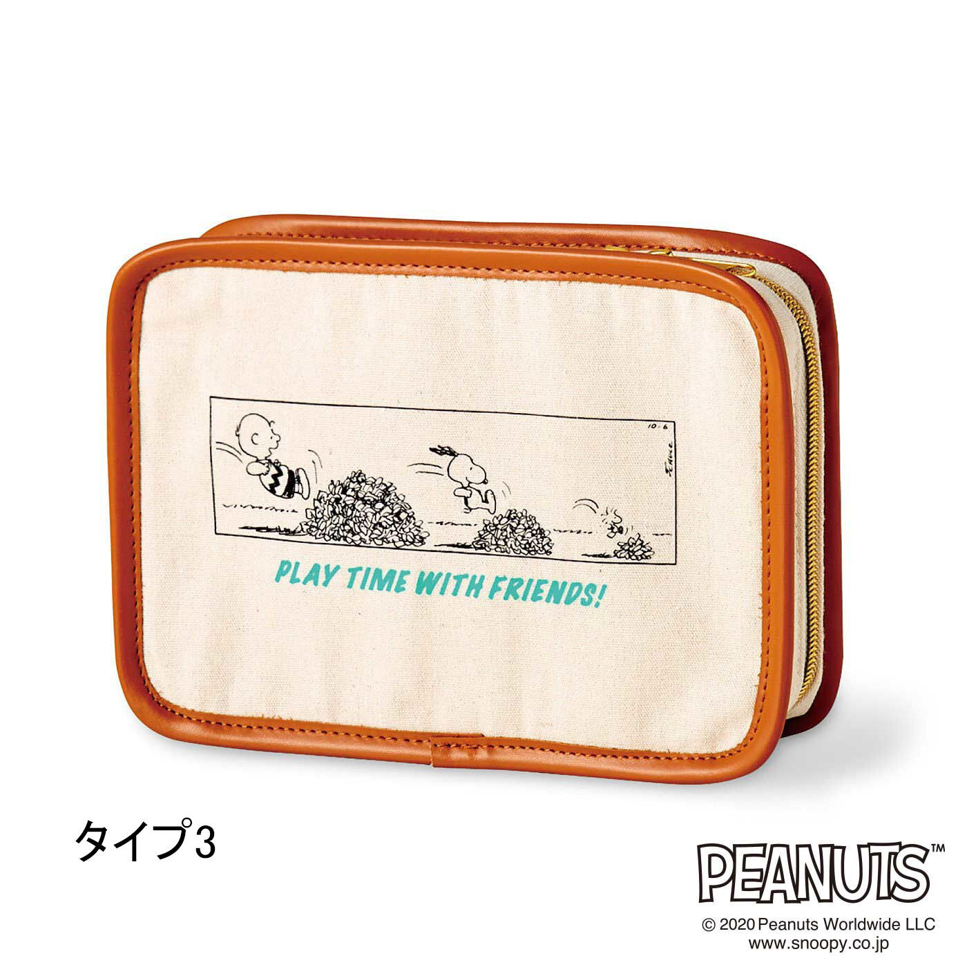 Real Stock|PEANUTS　レトロな1コマ漫画の綿麻じゃばらポーチ