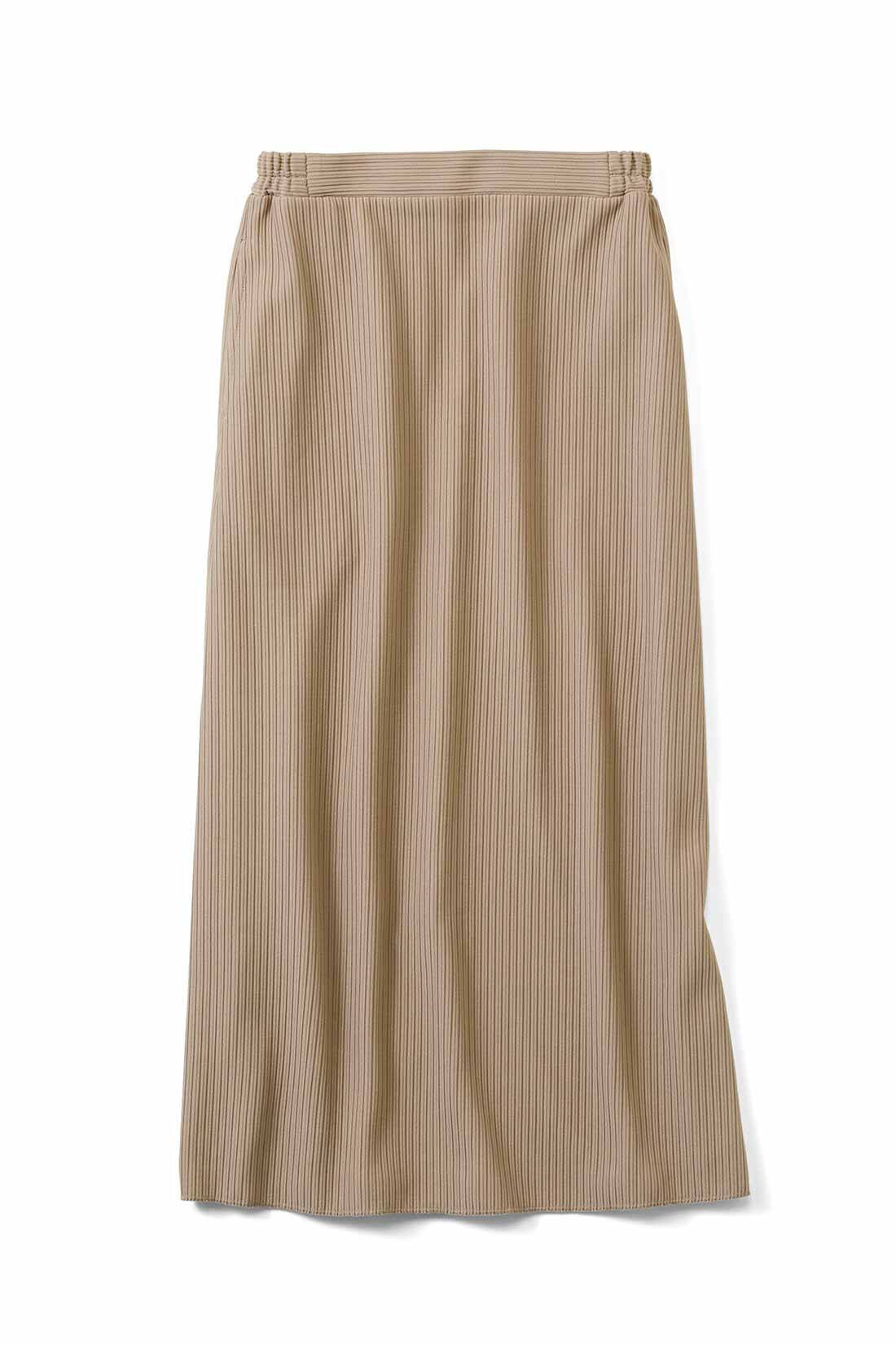 Real Stock|IEDIT[イディット]　ニットライクなリップルカットソー素材で仕立てた らくちんきれいなIラインスカート〈2〉