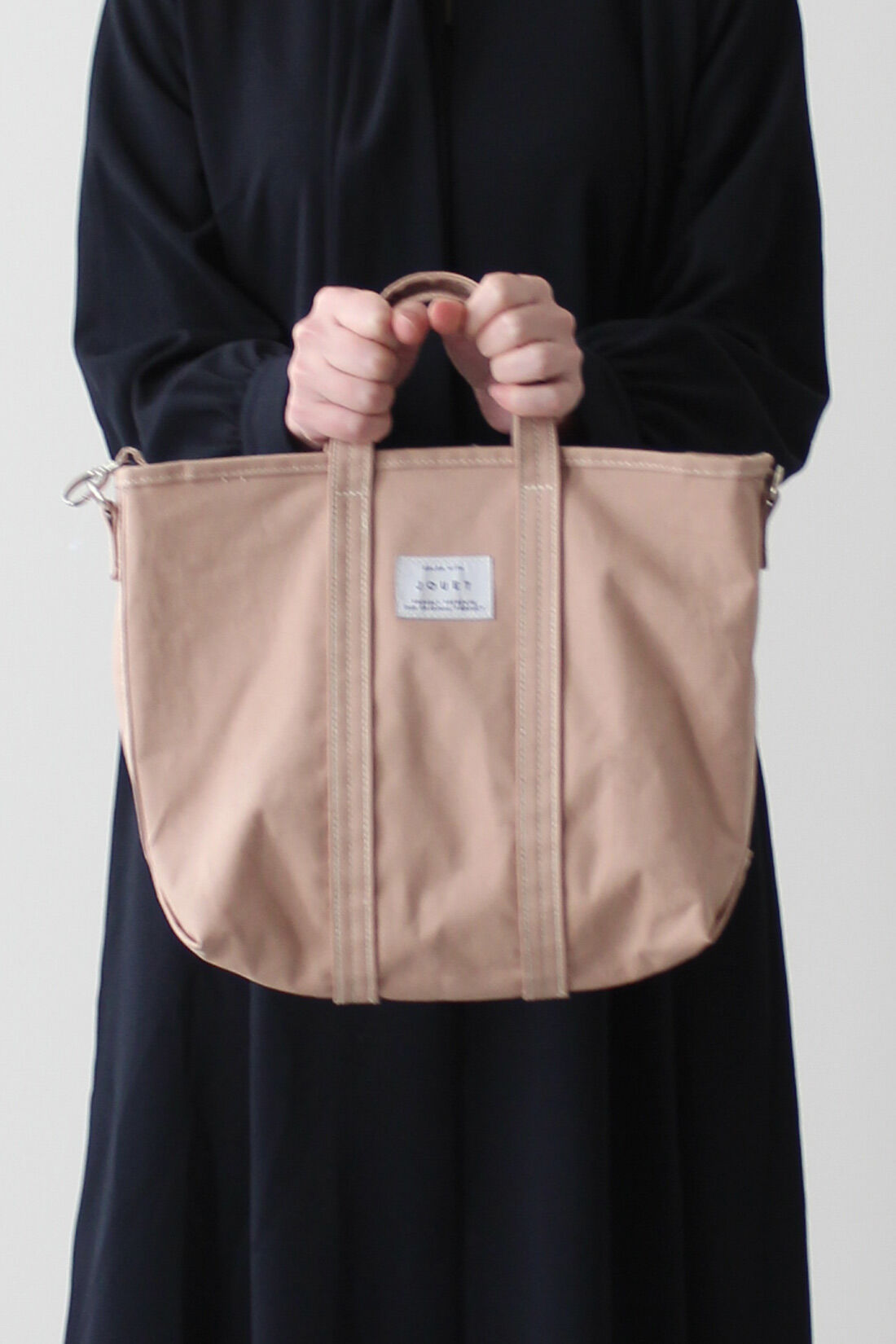 Real Stock|IEDIT[イディット] SELECT  配色ステッチがポイントのコットンキャンバス2-WAYトートバッグ|2：モカベージュ