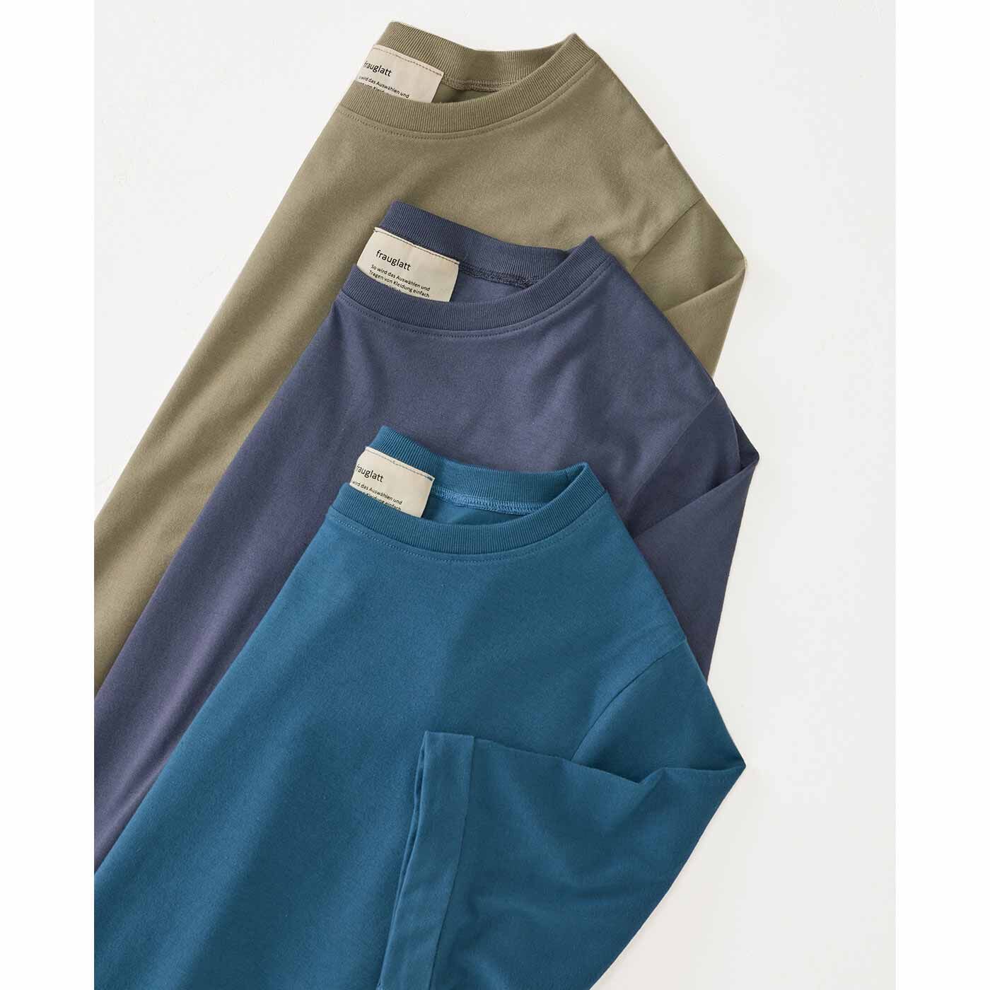 Real Stock|フラウグラット すっぽりらくちん心地いい♪ 大人Tシャツロングワンピース〈汗じみ対策〉〈ブルー〉|インナーがちら見えしにくいネックデザイン。