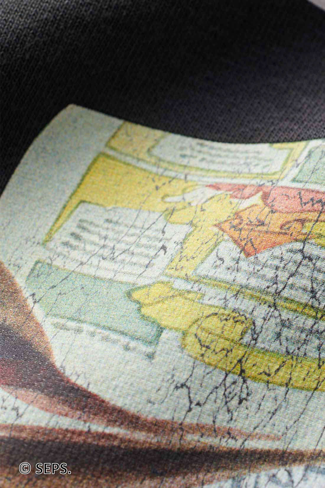 Real Stock|THREE FIFTY STANDARD　Saturday Evening Post ヴィンテージライクプリントトレーナー〈チャコールグレー〉|着心地のいい裏毛素材にのせたひび割れ風プリントで、古着のもつ独特の風合いを再現しました。