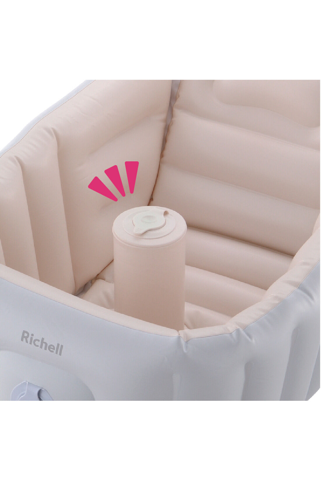 realstock [リアルストック]（Express BOX）|【3～10日でお届け】［Mama select］Richell　ふかふか ベビーバス ステップアップ〈ライトグレー〉|ストッパーが赤ちゃんのずり落ちを防ぎます。