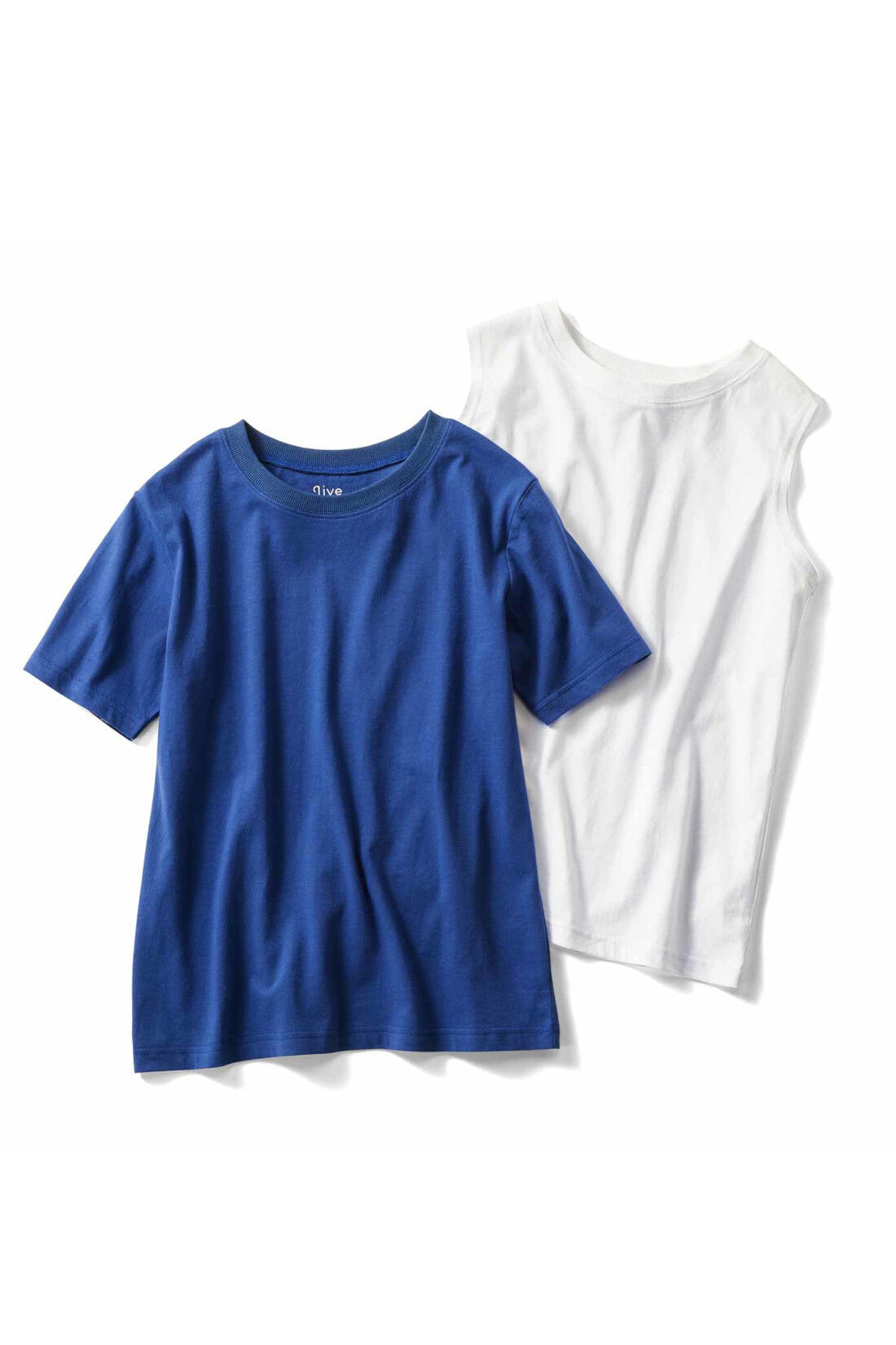 realstock [リアルストック]（Express BOX）|Live love cotton（R）プロジェクト リブ イン コンフォート きれいシルエットのパックTシャツ＆タンクトップセット〈ホワイト＆ブルー〉|〈ホワイト＆ブルー〉