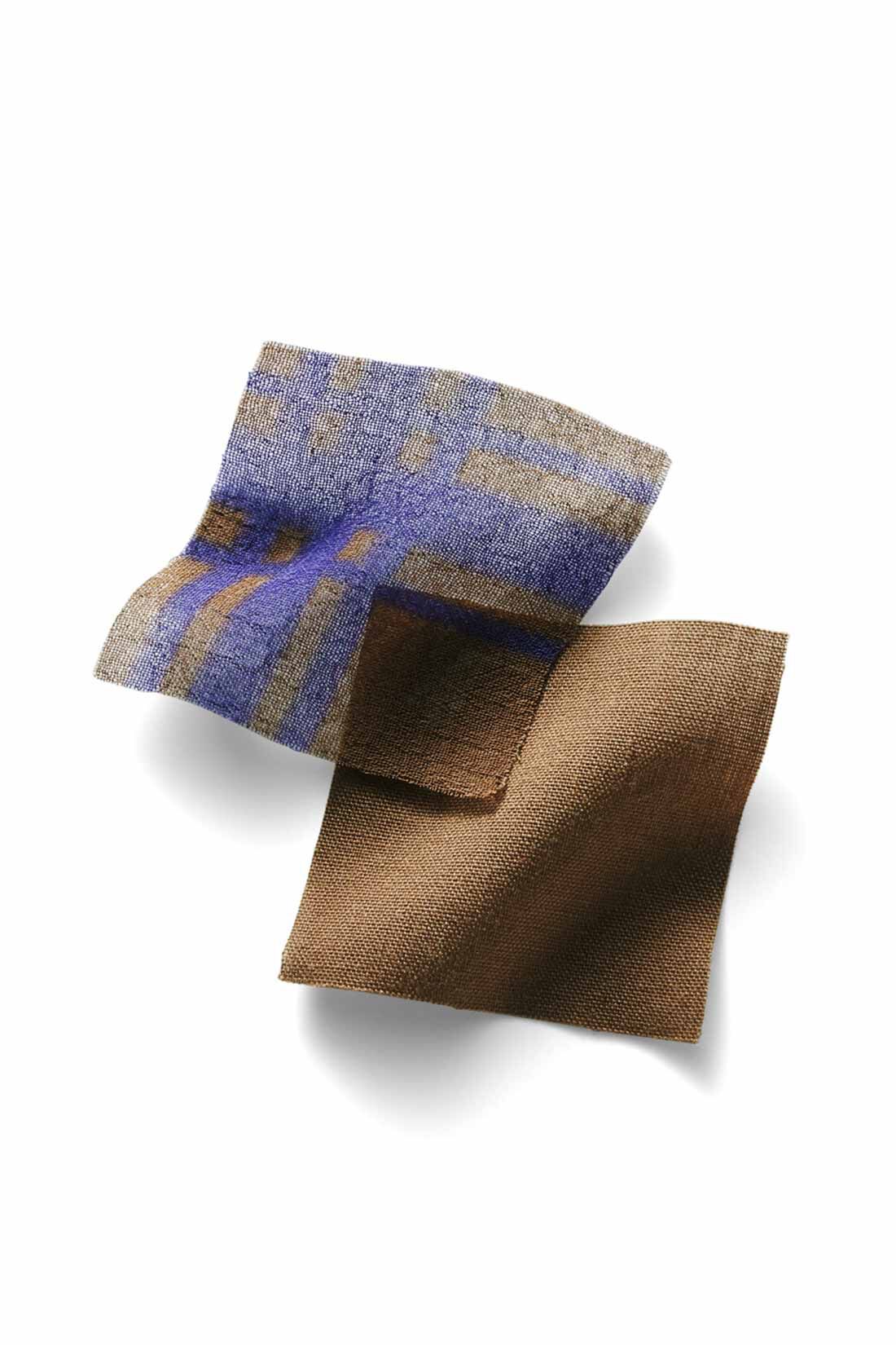 Real Stock|IEDIT[イディット]　楊柳（ようりゅう）シフォン素材が涼やかな 大人チェック柄ロングスカート〈カーキブラウン〉|表地はほのかな透け感のある軽やかな楊柳シフォン。裏地はコットンタッチの布はく素材でさらっと快適。