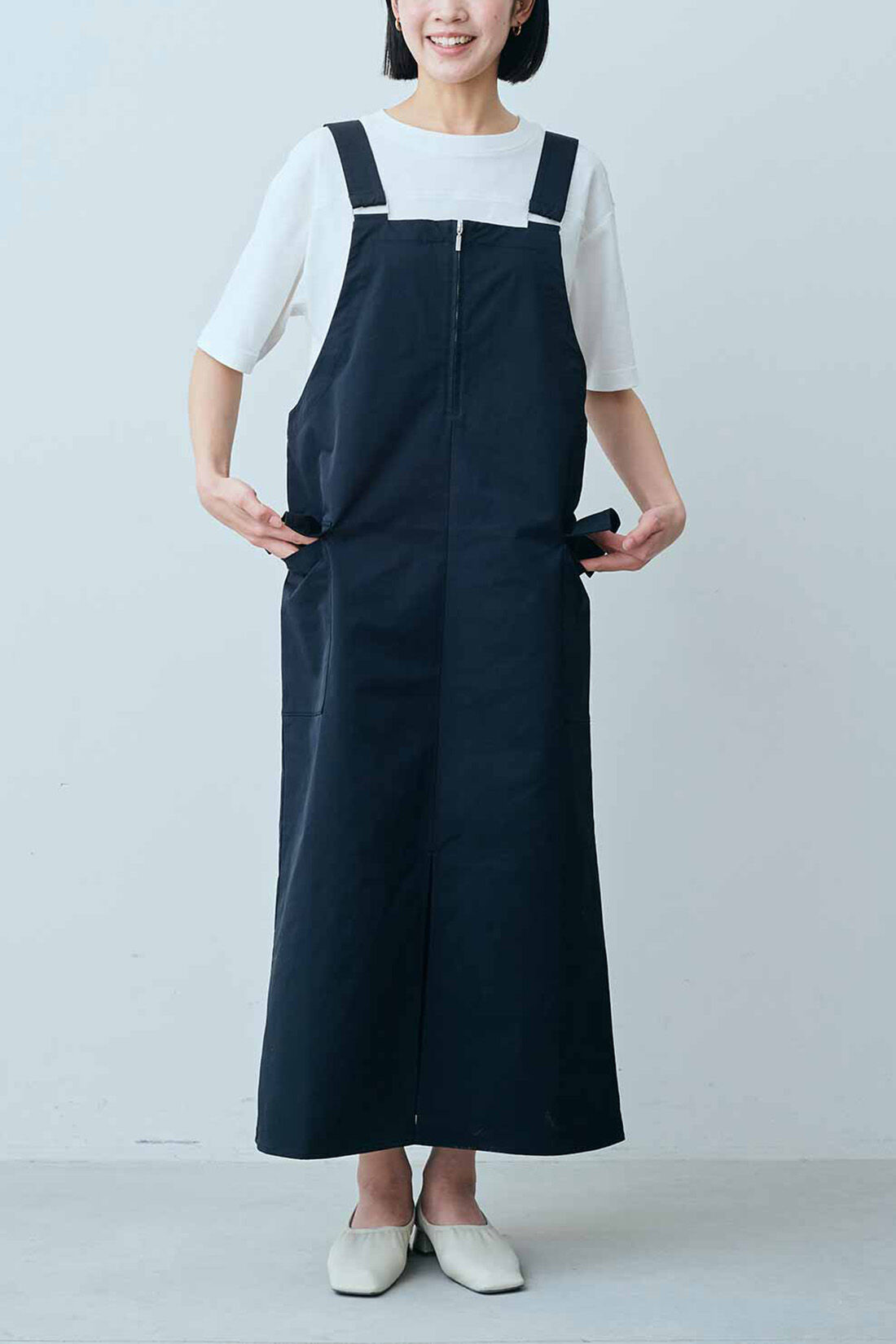 realstock [リアルストック]（Express BOX）|IEDIT[イディット]　小森美穂子さんコラボ コットン素材のフットボール風Tシャツ〈ホワイト〉|モデル身長：164cm　着用サイズ：M