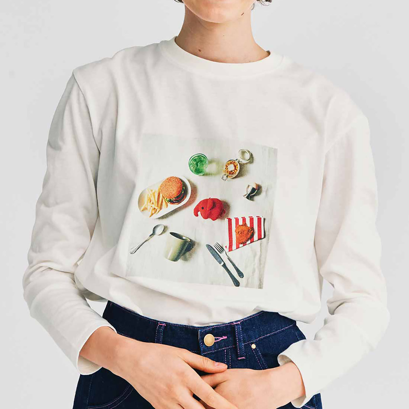 tシャツ ＩＥＤＩＴ　永井博さんコラボ　　ＶＡＣＡＴＩＯＮ　ＩＮ　ＴＨＥ　ＣＩＴＹ　長袖Ｔシャツ「ホワイト」 レディース IEDIT[イディット] 永井博さんコラボ VACATION IN THE CITY 長袖