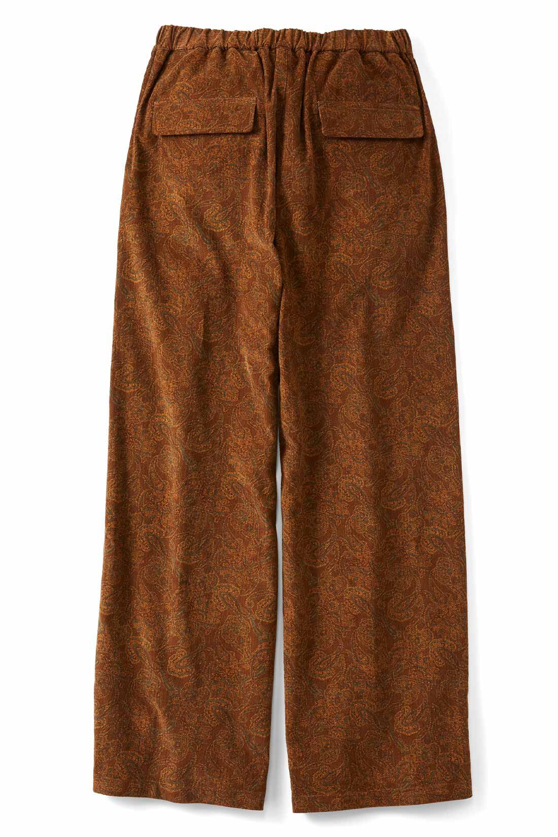 Real Stock|THREE FIFTY STANDARD　ペイズリー柄の細コールパンツ〈ブラウン〉|BACK