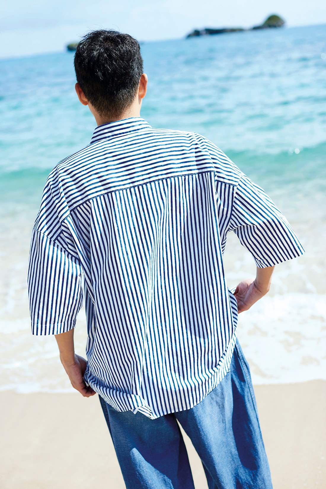 Sunny clouds so-co|サニークラウズ 海の色ストライプシャツ〈メンズ〉