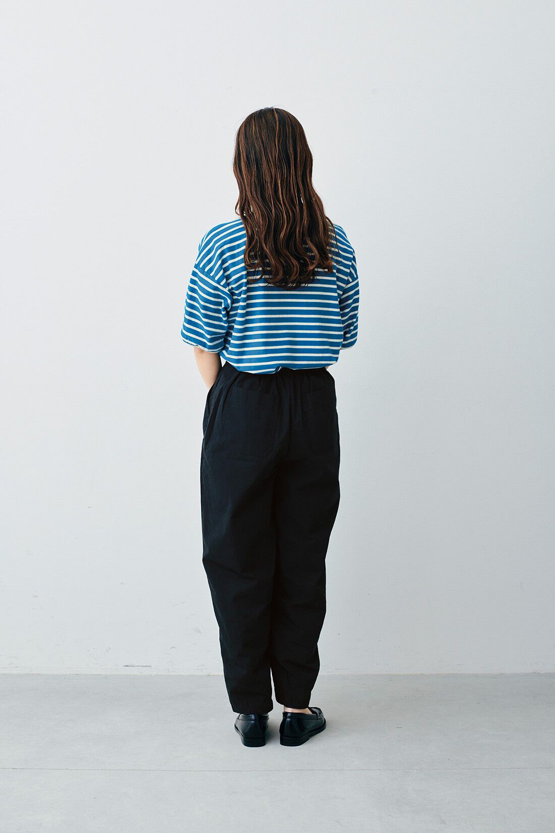 Sunny clouds so-co|サニークラウズ　浜辺のボーダーTシャツ〈レディース〉|モデル身長：161cm　着用サイズ：M