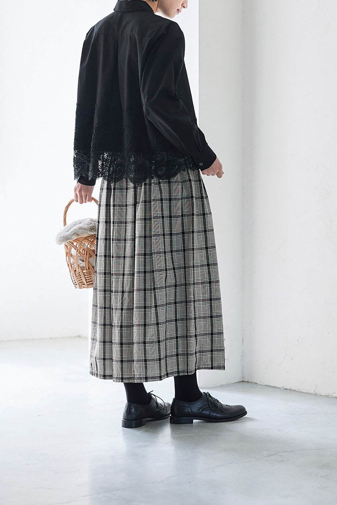 ExpressBOX|サニークラウズ　モノトーンチェックのスカート〈レディース〉