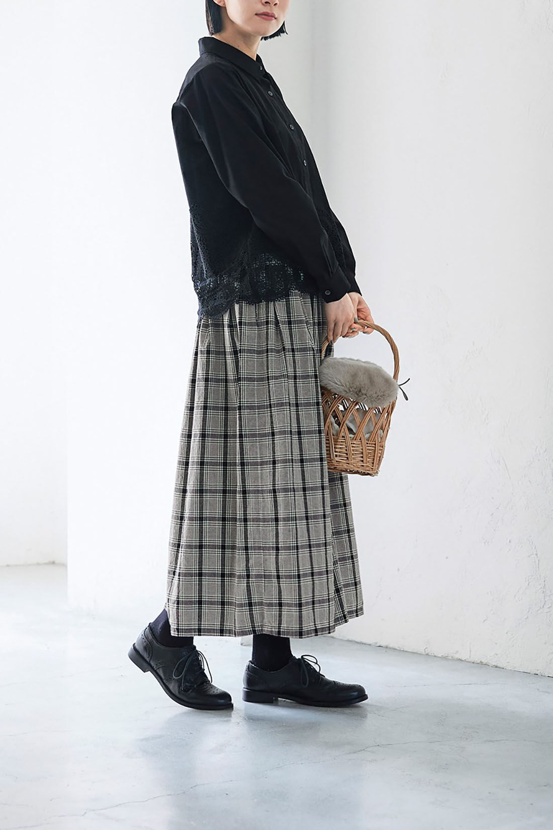 ExpressBOX|サニークラウズ　モノトーンチェックのスカート〈レディース〉