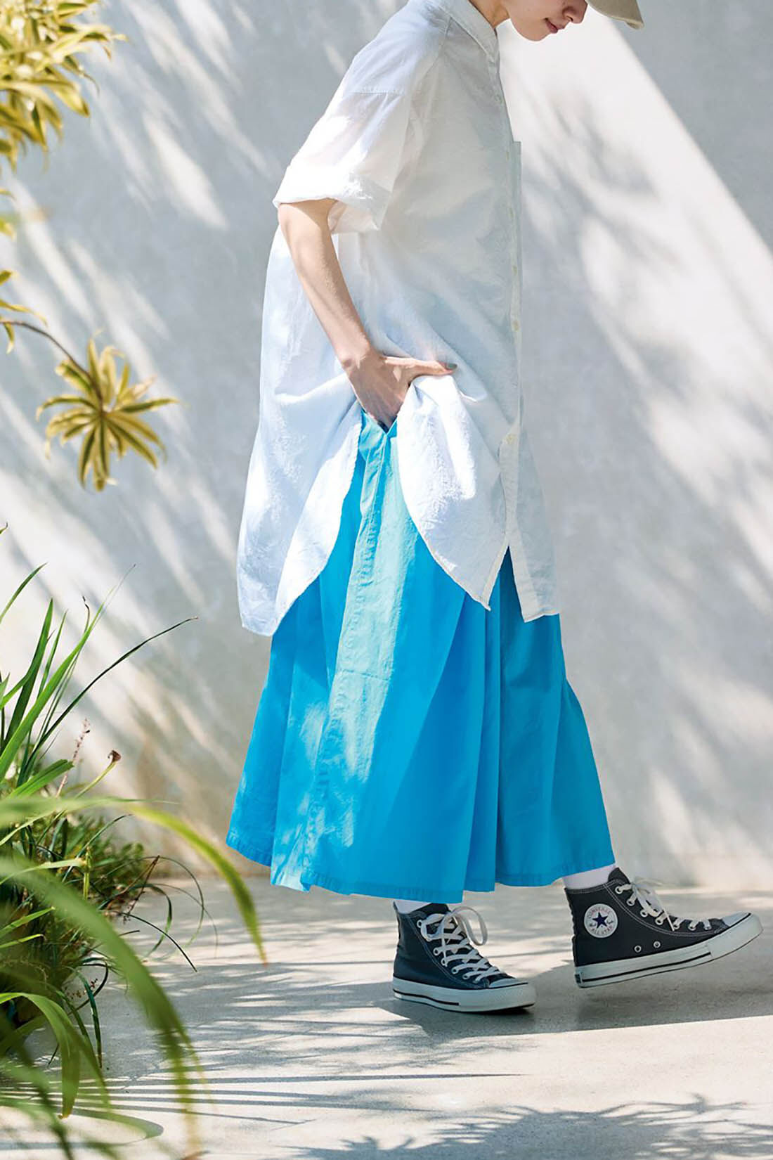 Sunny clouds so-co|サニークラウズ　シワっとロングシャツ〈レディース〉白