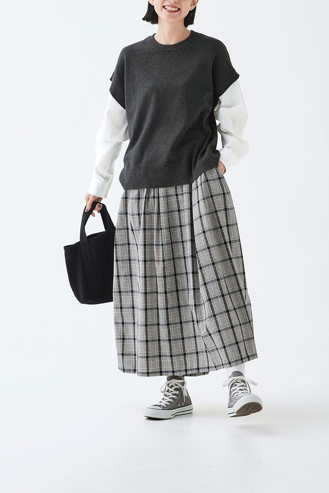 ExpressBOX|サニークラウズ　モノトーンチェックのスカート〈レディース〉