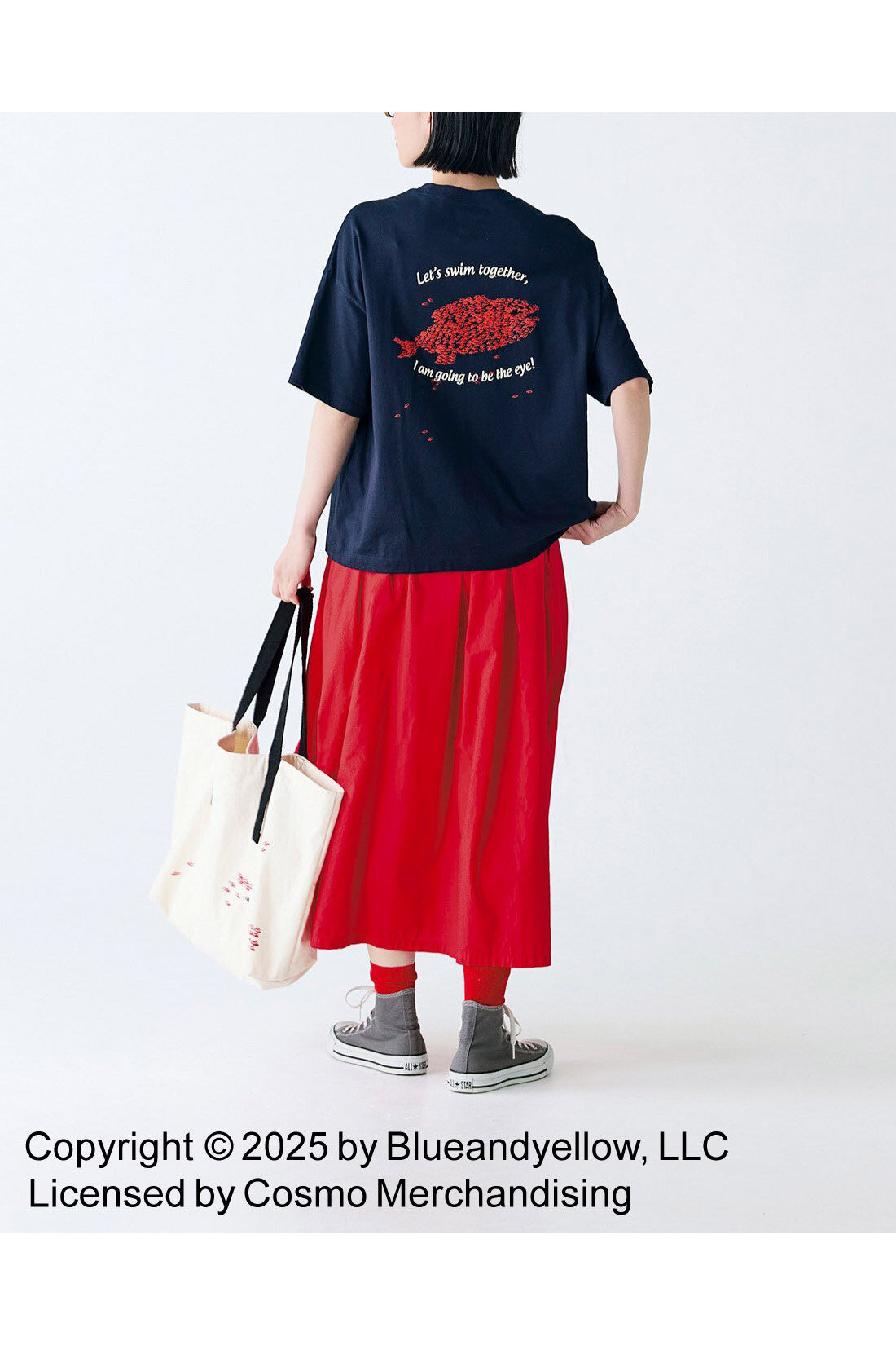 Sunny clouds so-co|サニークラウズ feat. Swimmy 　スイミーTシャツ〈レディース〉紺