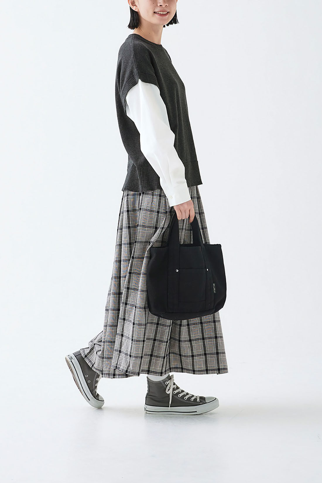 ExpressBOX|サニークラウズ　モノトーンチェックのスカート〈レディース〉