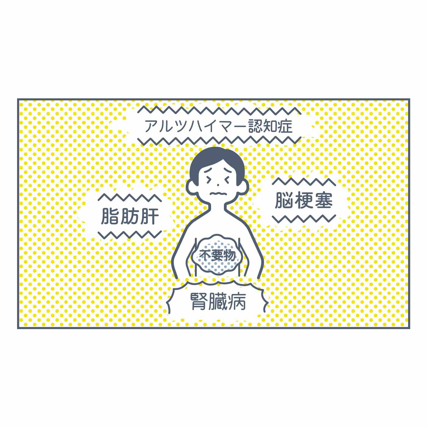 merry［フェリシモメリーポイント］|AIM医学研究支援|AIMの働きが悪いと不要物が体内で蓄積し、さまざまな病気の原因に……。