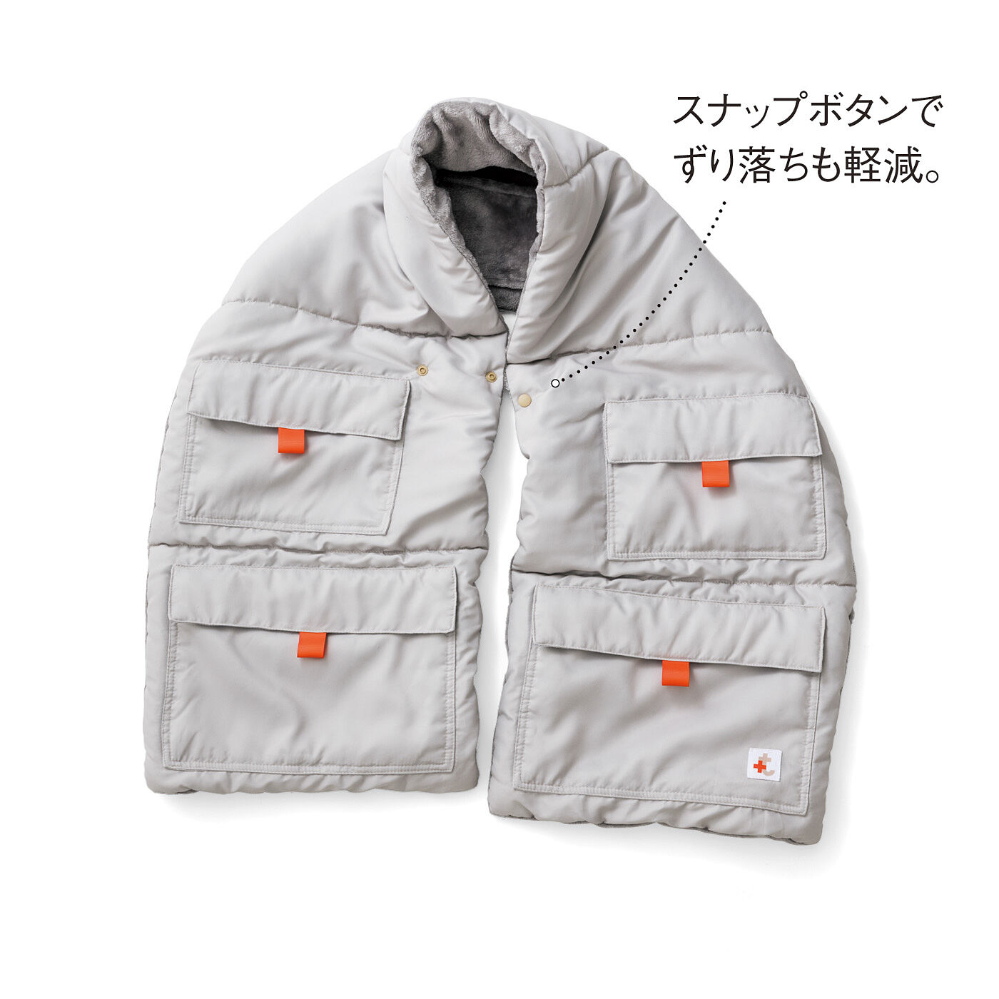 フェリシモコレクション|【2月分以降お届け】みんなのBOSAI もしもしも　ふだんから意識する　７つのあたため習慣の会|ベストマフラー ■素材/表地（布はく部分）：ポリエステル100％、裏地（フリース部分）：ポリエステル100％　■サイズ/全長約164.5cm、幅約35cm（中国製）