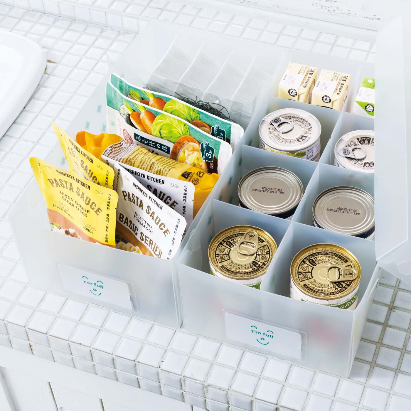 MonthlyBOX|もしもしも　ローリングストックケース　２個|ケースはジョイントパーツで、ぴったり横にくっつけられます。取り外しできる仕切り付き。