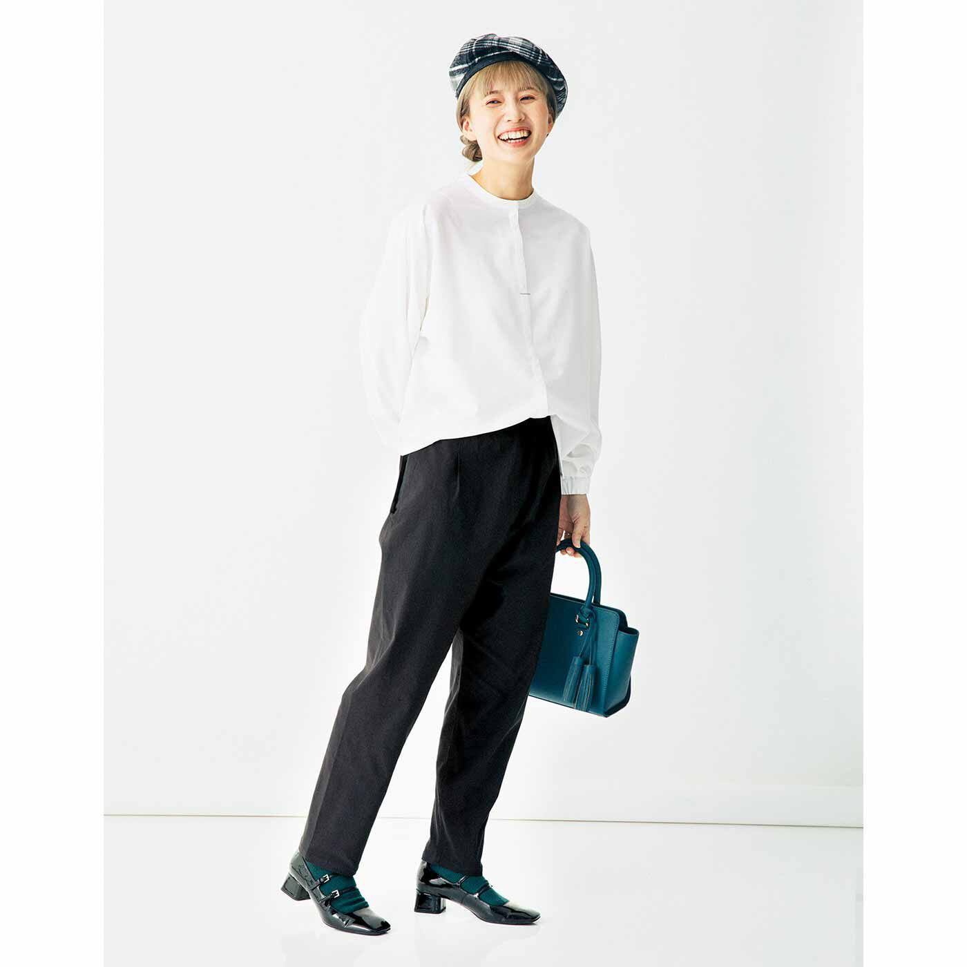 オールライト研究所 みんなにやさしくかっこいい 裏表前後ろのないきれいめパンツ〈ブラック〉|お仕事もにも♪　167cm/着用サイズM