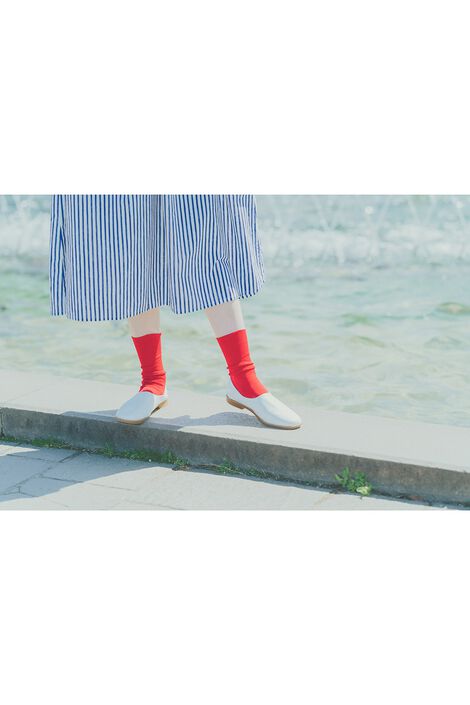 avecmoi|サニークラウズ海色ストライプワンピ〈レディース〉とはまじやわらかシューティ〈ＷＨ〉リブインのコーディネート