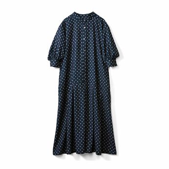 フェリシモコレクション | 切り替えバランスがちょうどいい 小紋柄 ワンピース〈ネイビー〉