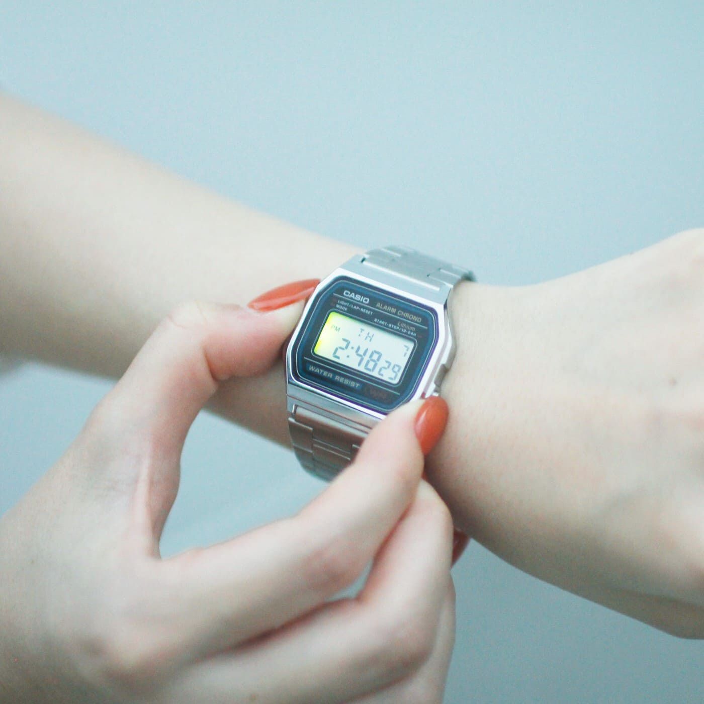 フェリシモコレクション|このごろ meets CASIO 推しカシ　トラッドなシティーボーイ〈A158WA-1JH〉|暗い場所でも見やすいLEDライトつき