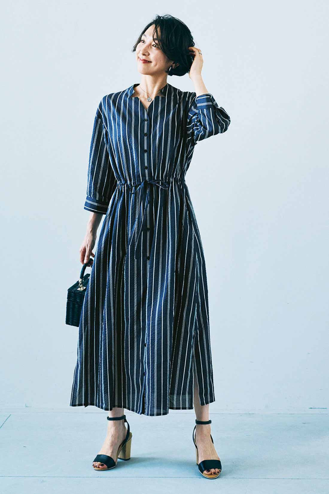 凛と輝く自由をまとう 色ここちのいい ときめきワンピースの会|モデル身長：161cm　着用サイズ：M