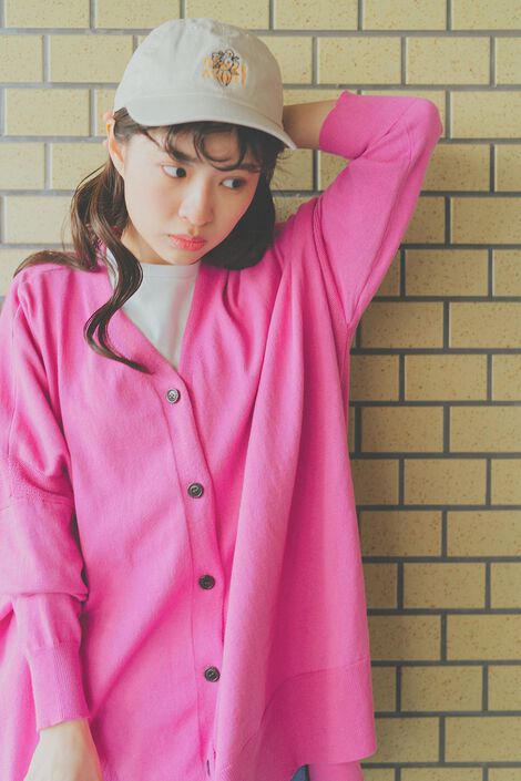 IEDIT[イディット] からだが泳ぐオーバーサイズが女っぽい 綿100％ゆるひらニットカーディガン〈ピンク 〉｜レディースファッション・洋服の通販｜IEDIT