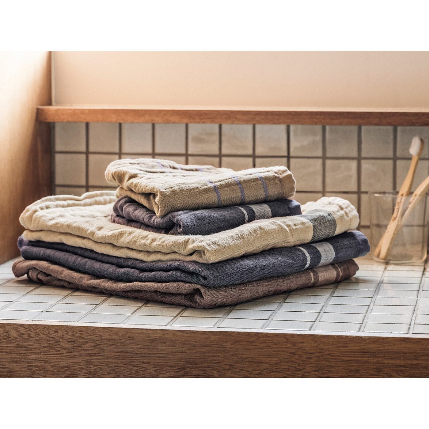フェリシモコネクション|telkitara 暮らしを整える リネンガーゼと綿パイルのバスタオル