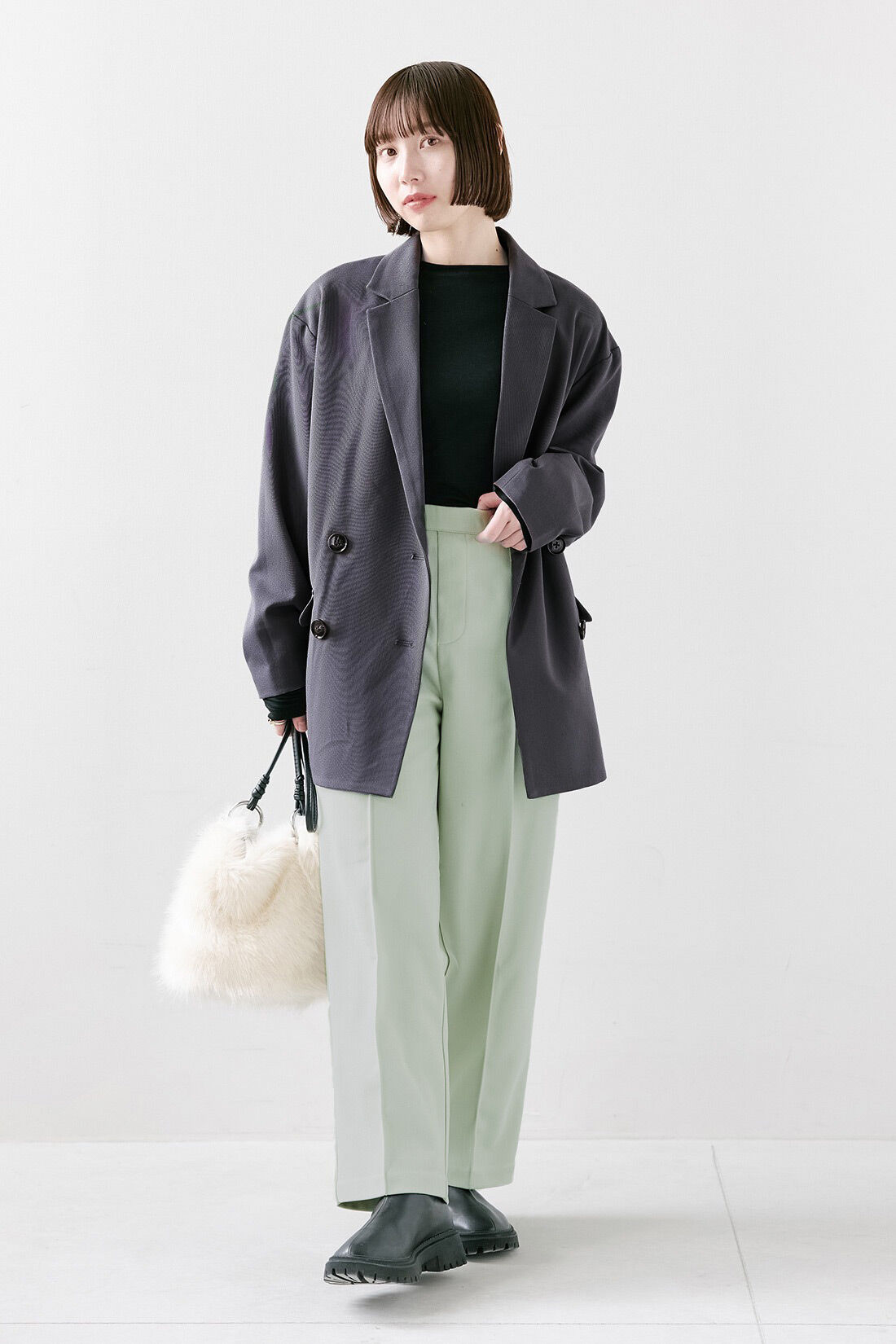 IEDIT［イディット］|IEDIT[イディット]　撥水加工＆UVカットがうれしい 裏がとぅるすべ きれい見え“ほっと適温”パンツ|【着用サイズ】ジャケット：S　トップス：M　パンツ：SP