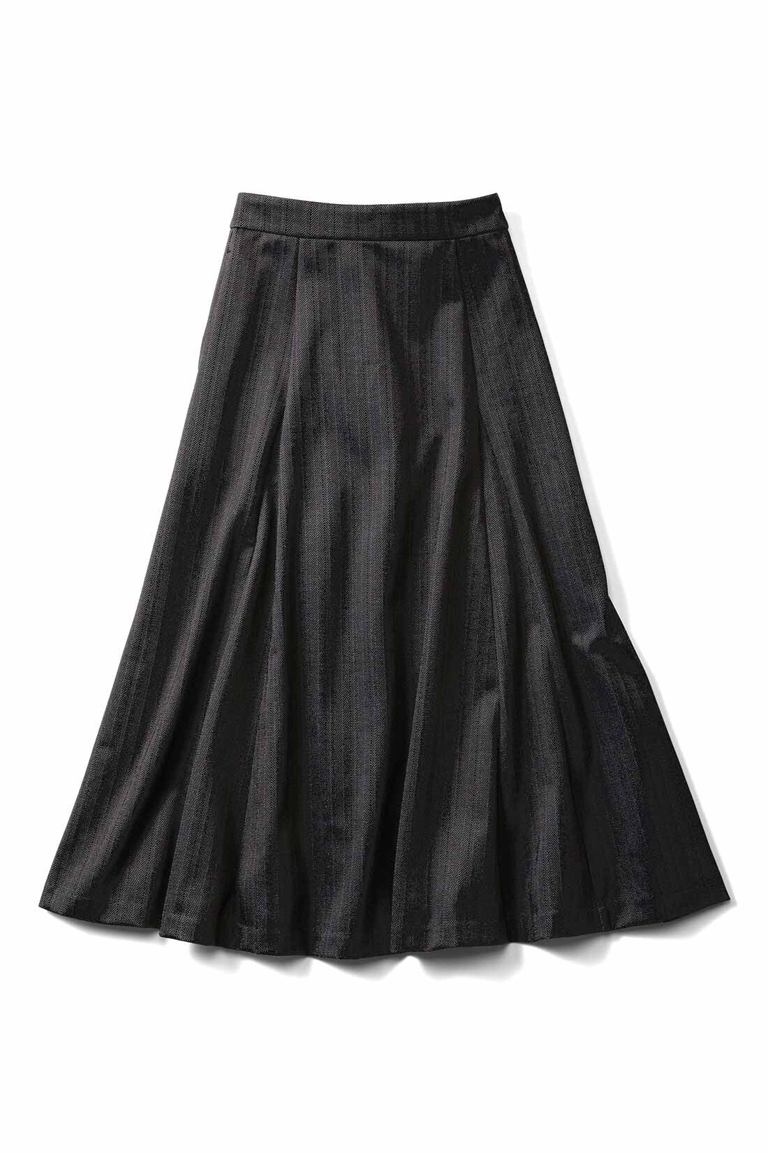 IEDIT|IEDIT[イディット]　シルエットが美しい 着映えフレアースカート|〈ダークグレー〉サイドファスナー付き。