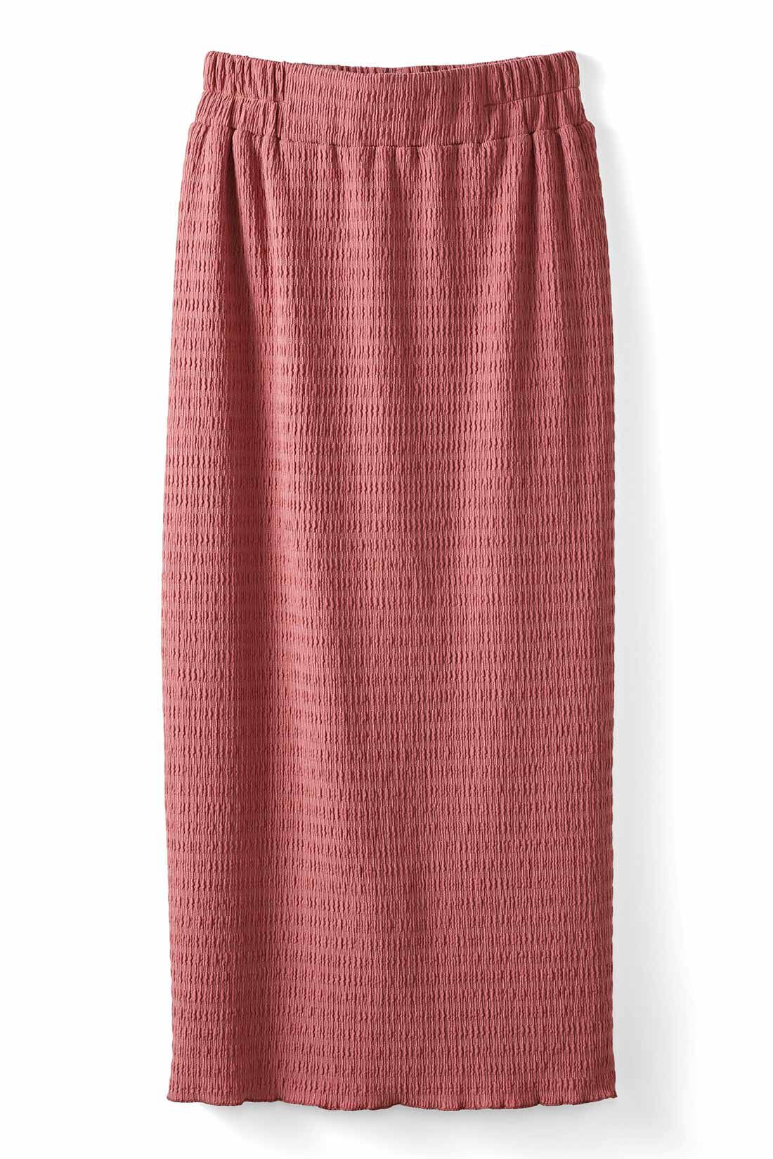 IEDIT[イディット]　ふくれジャカードカットソー素材のⅠラインスカート|〈ローズピンク〉