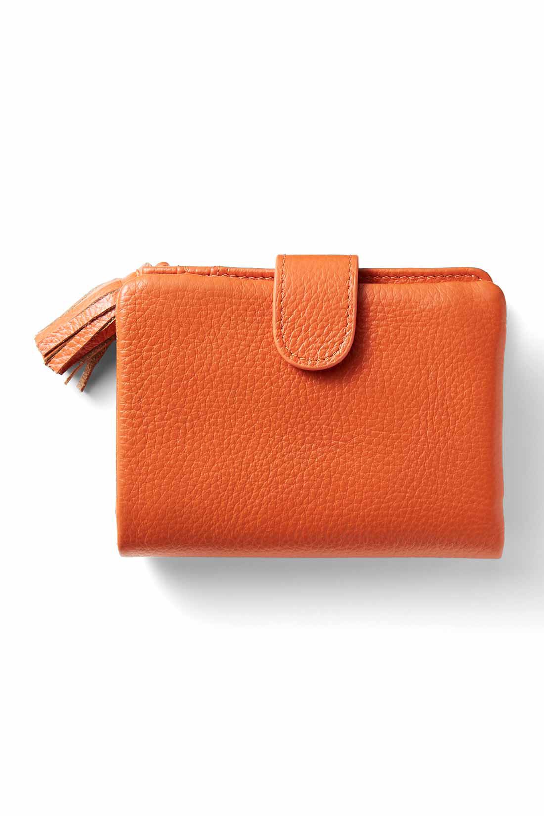 IEDIT|IEDIT[イディット]　くったり本革素材できれいめ二つ折り財布〈オレンジ〉