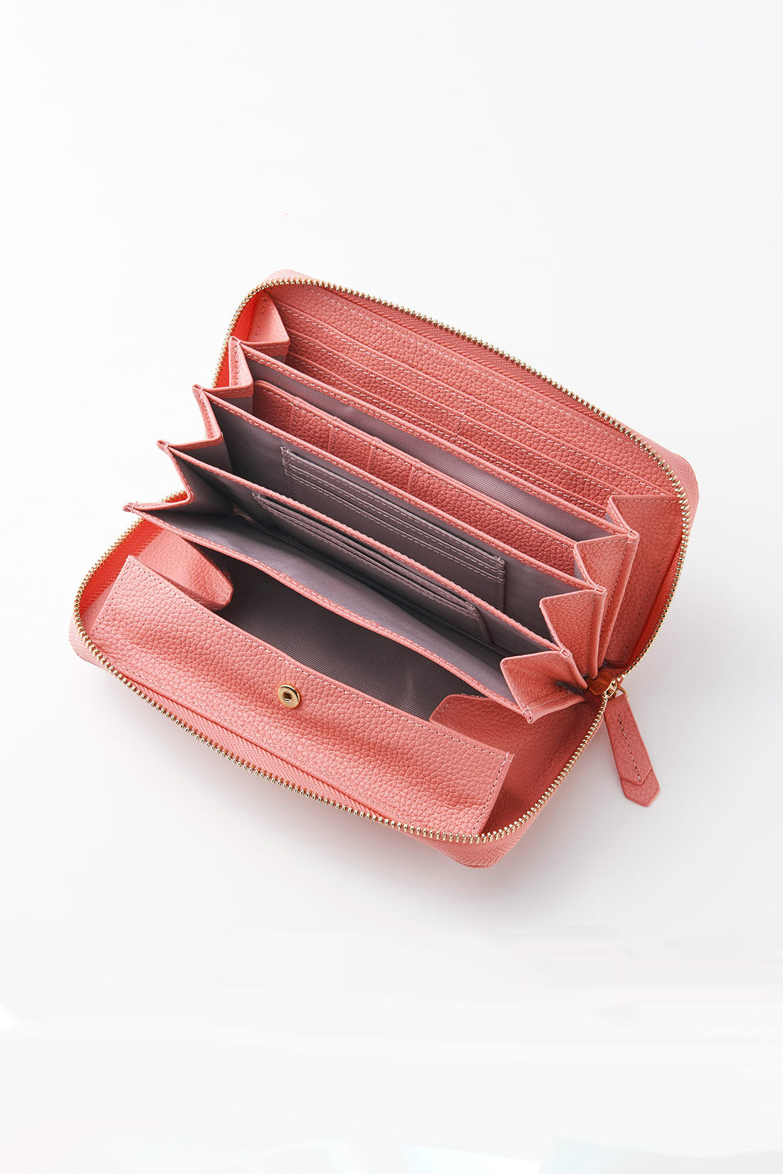 IEDIT[イディット]ワガママ企画　使いやすさをとことん追求 エレガントに映えるローズピンクの本革長財布〈ピンク〉