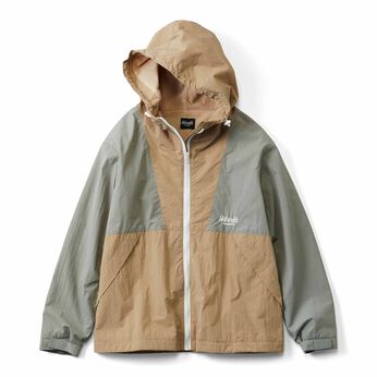 IEDIT | WOODSコラボ 微起毛裏地付きのバイカラーアノラック風ジャケット〈ライトカーキ×ベージュ〉