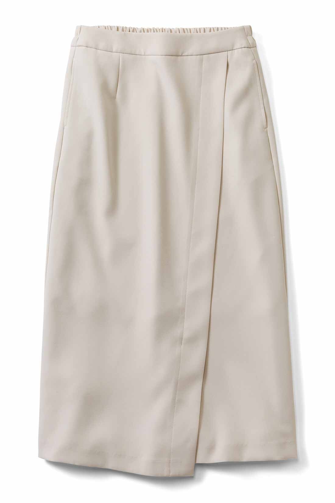 IEDIT[イディット]　伸びやかなダブルクロス素材のフロント切り替えIラインスカート