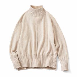IEDIT | ダブルフェイスハイネックニット〈ベージュ〉ＩＥ