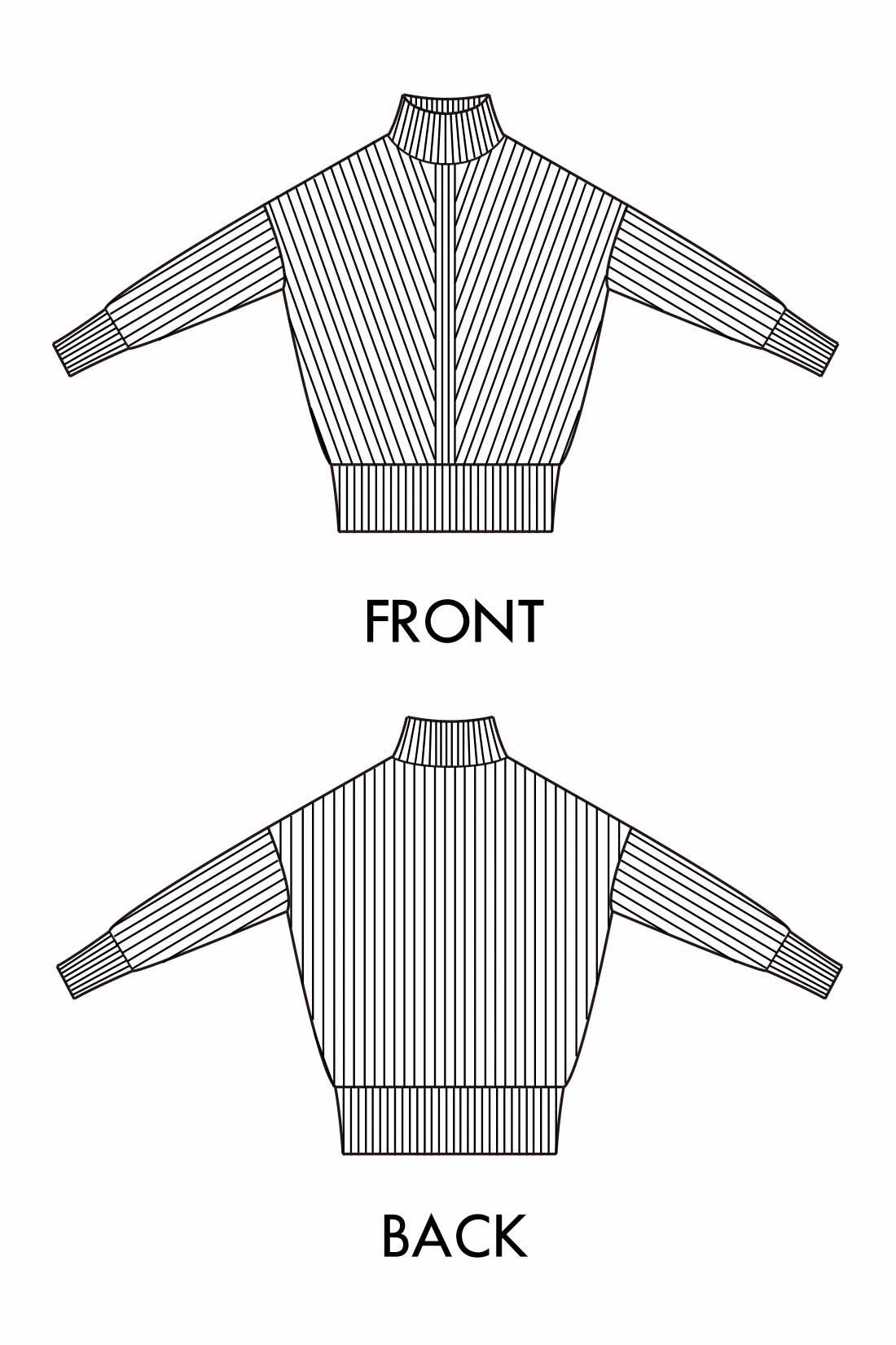 IEDIT|IEDIT[イディット]　V字の編み柄遣いで細見せ マシンウォッシャブルがうれしい アルパカ混素材のニットチュニック〈グリーン〉|大きすぎないシルエットで華奢見えを演出。背面と袖はシンプルな編み地ですっきり。