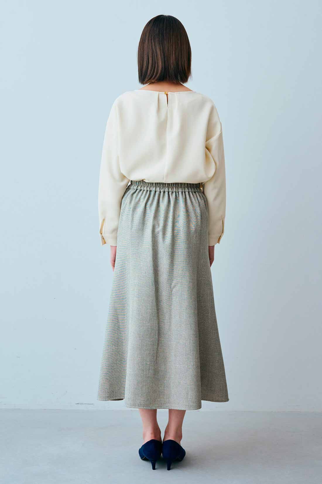 IEDIT|IEDIT[イディット]　シルエットが美しい UVカット機能のすっきり見えスカート|モデル身長：164cm　着用サイズ：M