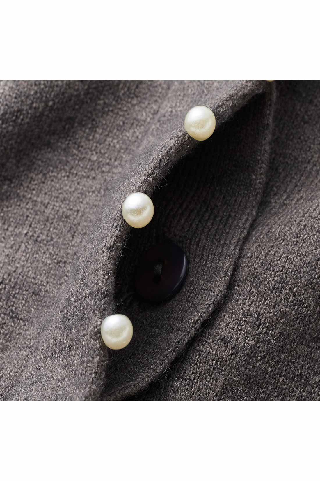 柄編み袖のカーディガン〈グレー〉｜レディースファッション・洋服の通販｜IEDIT　IEDIT[イディット]　アクセサリーみたいなミニパールが上品な
